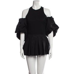 NWT Alexander McQueen Off Shoulder Cotton Top with Puff Sleeves in Black